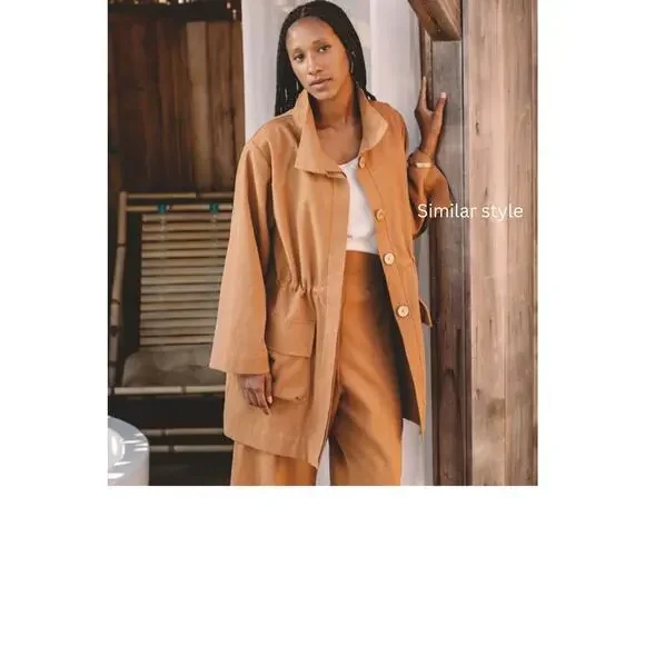 Aliya Wanek Evelyn Jacket Sage Coconut Buttons Size S Hemp-Cotton Oversized - Picture 5 of 8